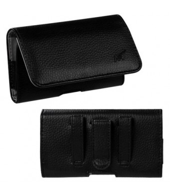MUNDAZE Black Leather Belt Clip Pouch Carrying Case For Samsung Galaxy S8 Phone