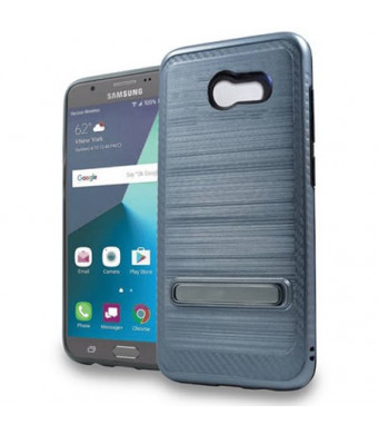 Mundaze Metallic Shield Kickstand Case for Samsung Galaxy J7 2017 Sky Pro/J7 Perx, Blue