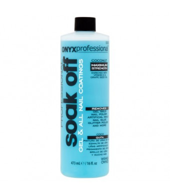 ONYX Professional gel & all nail coatings soak off nail polish remover coconut, 16 fl oz