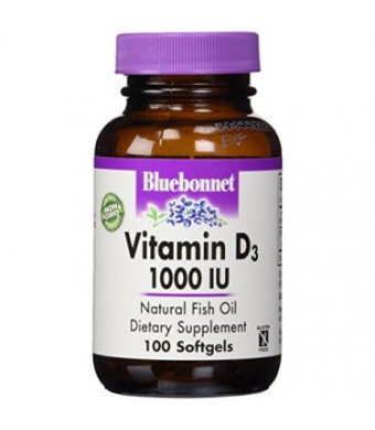 Bluebonnet Nutrition Vitamin D3 1000 IU Softgels, 100 Ct