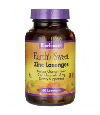 Bluebonnet Earth Sweet Chewables Zinc 15 Mg Lozenges, Orange, 60 Ct