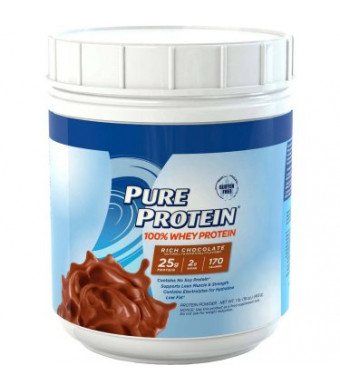 Pure Protein 100% Whey Protein Powder, Rich Chocolate, 25g Protein, 1 Lb