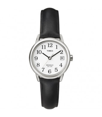 Timex Women's Easy Reader Watch, Black Leather Strap