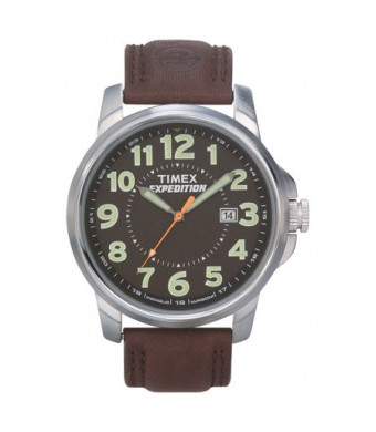 Timex Men's Expedition Metal Field Watch, Brown Leather Strap