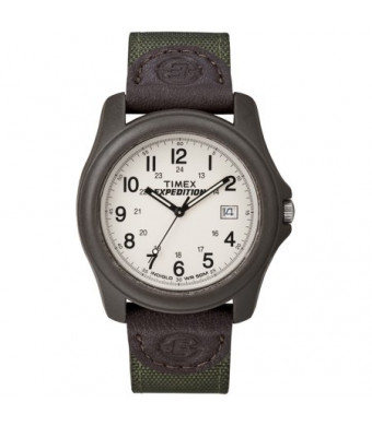 Timex Men's Expedition Camper Watch, Green Nylon/Leather Strap