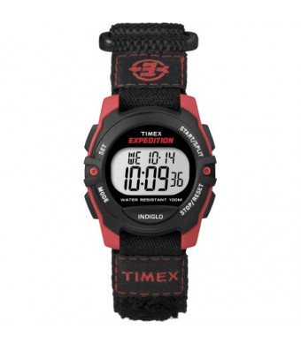 Timex Unisex Expedition Mid-Size Digital CAT Black/Red Watch, Fast Wrap Strap