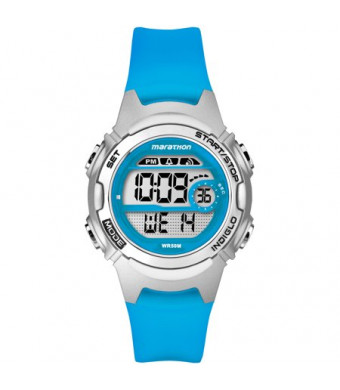 Marathon by Timex Women's Digital Mid-Size Watch, Translucent Blue Resin Strap