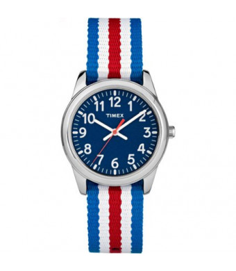 Timex Boys Time Machines Red/White/Blue Stripe Metal Watch, Nylon Strap