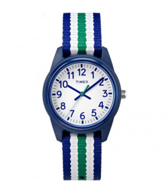 Timex Boys Time Machines Blue/Green/White Stripe Watch, Nylon Strap