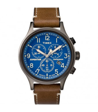 Timex Men's Expedition Scout Chrono Brown/Blue Watch, Leather Strap