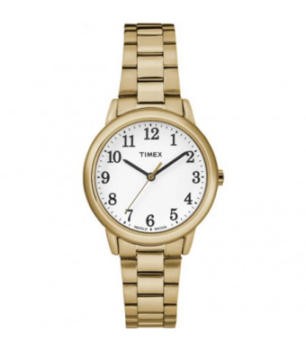 Timex Women's Easy-Reader White Dial Watch, Gold-Tone Stainless Steel Bracelet