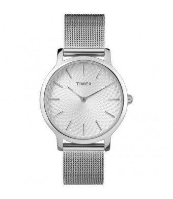 Timex Women's Metropolitan 34mm Silver-Tone Watch, Stainless Steel Mesh Bracelet