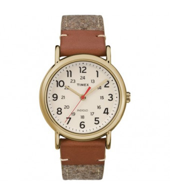 Timex Unisex Weekender Tan/Brown/Cream Watch, Fabric & Leather Strap
