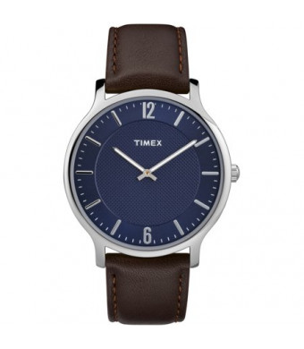 Timex Men's Metropolitan 40mm Brown/Blue Watch, Leather Strap