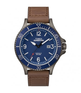 Timex Men's Expedition Ranger Brown/Gunmetal/Blue Watch, Leather Strap