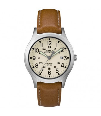 Timex Expedition Scout 36 Tan/Silver/Natural Watch, Leather Strap
