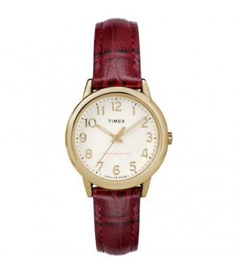 Timex Women's Easy Reader Signature Burgundy/Cream Watch, Leather Strap