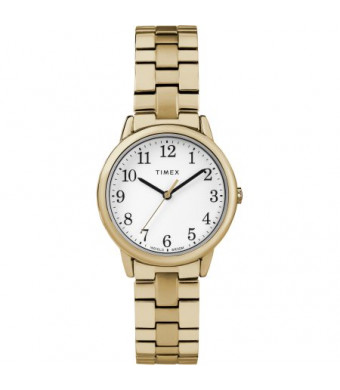 Timex Women's Easy Reader Small Gold-Tone/White Watch, Stainless Steel Expansion Band