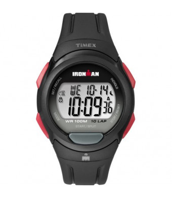 Timex Men's Ironman Essential 10 Black/Red Watch, Resin Strap