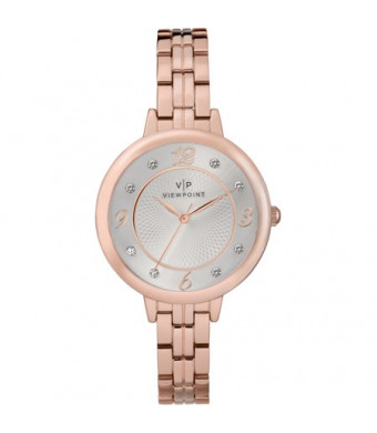 Viewpoint by Timex Women's 34mm Silver-Tone Dial Watch, Rose Gold-Tone Bracelet