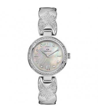 Viewpoint by Timex Women's 30mm Mother-of-Pearl Dial Watch, Silver-Tone Bracelet