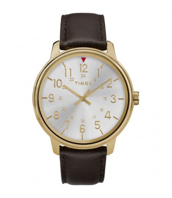 Timex Men's Core 43mm Two-Tone Watch, Black Leather Strap