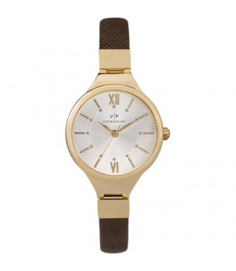 Viewpoint by Timex Women's 30mm Two-Tone Dial Watch, Brown Strap