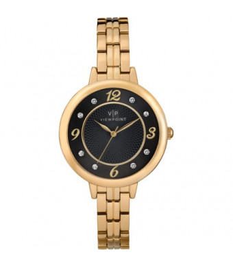 Viewpoint by Timex Women's 33mm Black Dial Watch, Gold-Tone Bracelet