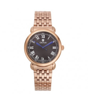 Croton Men's "Heritage" Rosetone Stainless Bracelet Watch with Black Dial