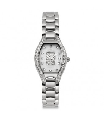 Croton Ladies Silvertone Quartz Watch with 12 Diamond Markers & Crystal Bezel