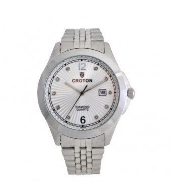 Croton Men's Silvertone Diamond Dial Watch