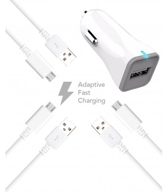 Ixir Samsung Galaxy Note Charger Micro USB 2.0 Cable Kit by Ixir - (Car Charger + 3 Cables) True Digital Adaptive Fast Charging for up to 50% faster charging!