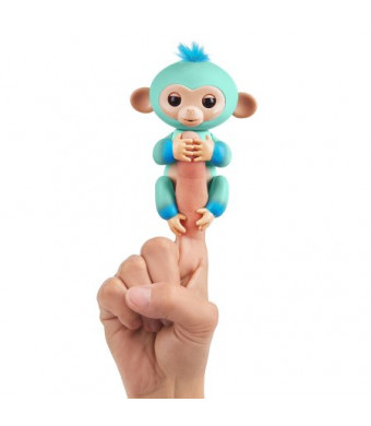 Fingerlings 2Tone Monkey - Eddie (Seafoam Green with Blue accents) - Interactive Baby Pet - By WowWee