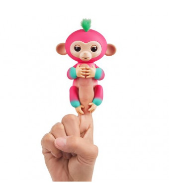 Fingerlings 2Tone Monkey - Melon (Bubblegum Pink with Green accents) - Interactive Baby Pet - By WowWee