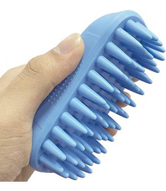 Pet Silicone Shampoo Brush for Long & Short Hair Medium Large Pets Dogs Cats, Anti-skid Rubber Dog Cat Pet Mouse Grooming Shower Bath Brush Massage Comb (Blue ( New ))