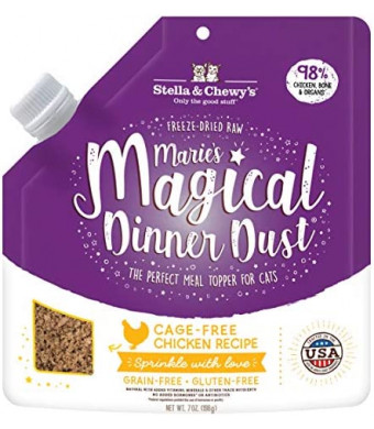 Stella & Chewy’s Freeze-Dried Raw Marie’s Magical Dinner Dust – Grain Free, Protein Rich Cat & Kitten Food Topper – Cage-Free Chicken Recipe – 7 oz Bag