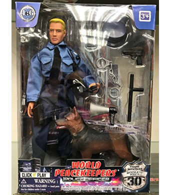 Click N' Play Police Force Unit, Officer With Dog 12" Action Figure Play Set With Accessories.