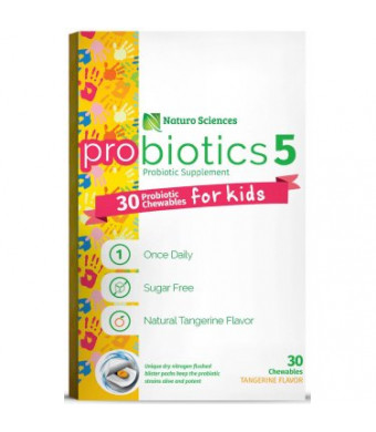 Childrens & Kids Chewable Probiotics with Vitamin C By Naturo Sciences, Tangerine 30T