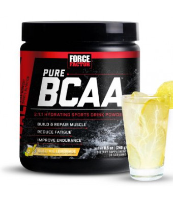 Force Factor Pure BCAA Powder, Electric Lemonade, 30 Servings