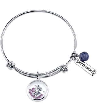Stainless Steel Expandable "Watch Over Me" Bangle Bracelet