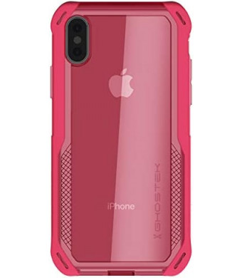 Ghostek Cloak Clear Grip iPhone Xs Case with Super Slim Fit Shock Absorbing Bumper Ultra Tough Cover with Heavy Duty Protection and Wireless Charging Compatible for 2018 iPhone Xs (5.8 Inch) - (Pink)