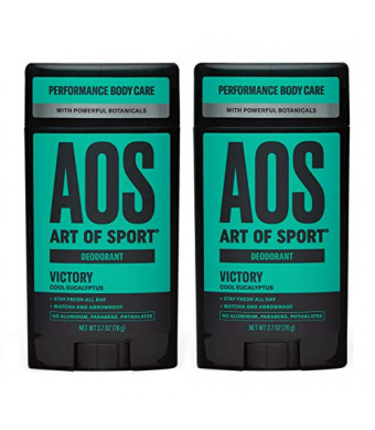 Art of Sport Men’s Deodorant, Aluminum Free, Eucalyptus Fragrance, Made with Natural Botanicals, Moisturizing Tea Tree Soap, Made for Athletes, Victory Scent, 2.7 Ounce