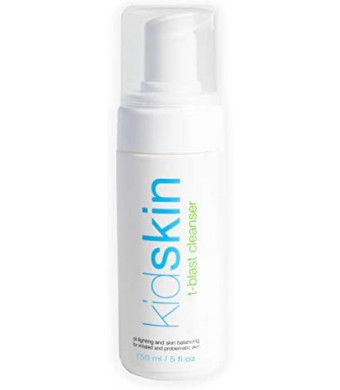 Kidskin - T-Blast Cleanser: Foaming Facial Skin Cleanser for Kids and Preteens with Acne and Oily Skin; Tea Tree Clears Blemishes Without Drying; No: Parabens, Sulfates, Gluten, Cruelty Made in USA