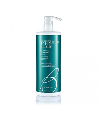 Brocato Peppermint Scrub Purifying Shampoo: Lightweight with Pure Peppermint Oil, Ideal for Oily to Normal Hair Types - Sulfate & Paraben Free, 32oz