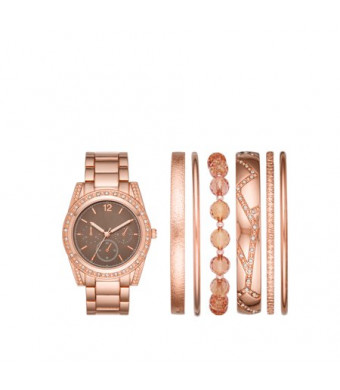 Ladies' Rose Gold Watch and Stackable Bracelet Gift Set