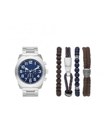Men's Silver Watch Set with Bracelets