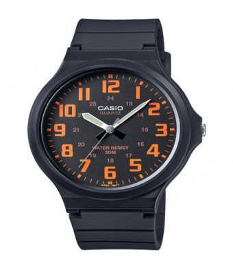 Casio Men's Super-Easy Reader Watch, Black/Orange Dial, MW240-4BV