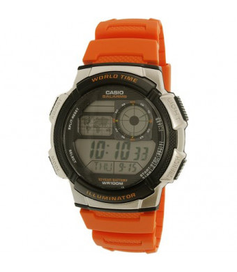 Casio Men's World Time Watch, Orange, AE1000W-4BVCF