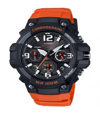 Casio Men's Black/Orange Chronograph Watch, Resin Strap, MCW100H-4AV