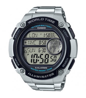 Casio Men's World Time Watch, Silver Tone Bracelet